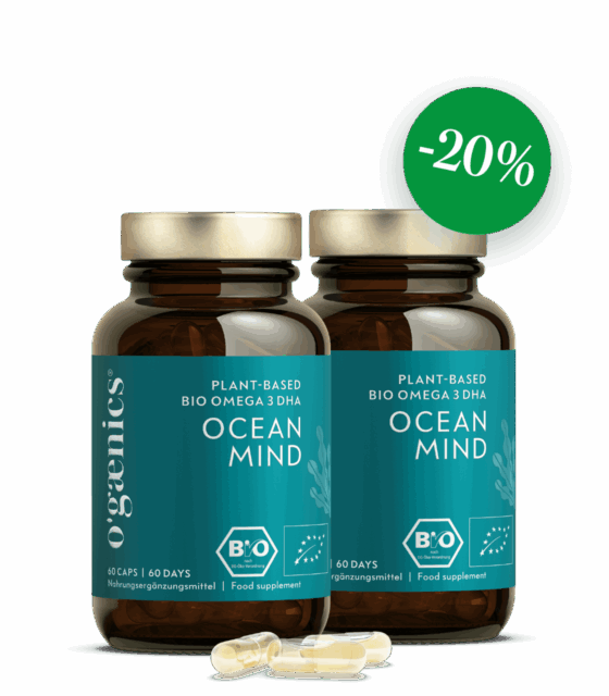 Lot de 2 capsules Ogaenics-Ocean-Mind-Duo-Plan-Bio-Omega3-DHA-schizochytrium-sp-20 pour cent